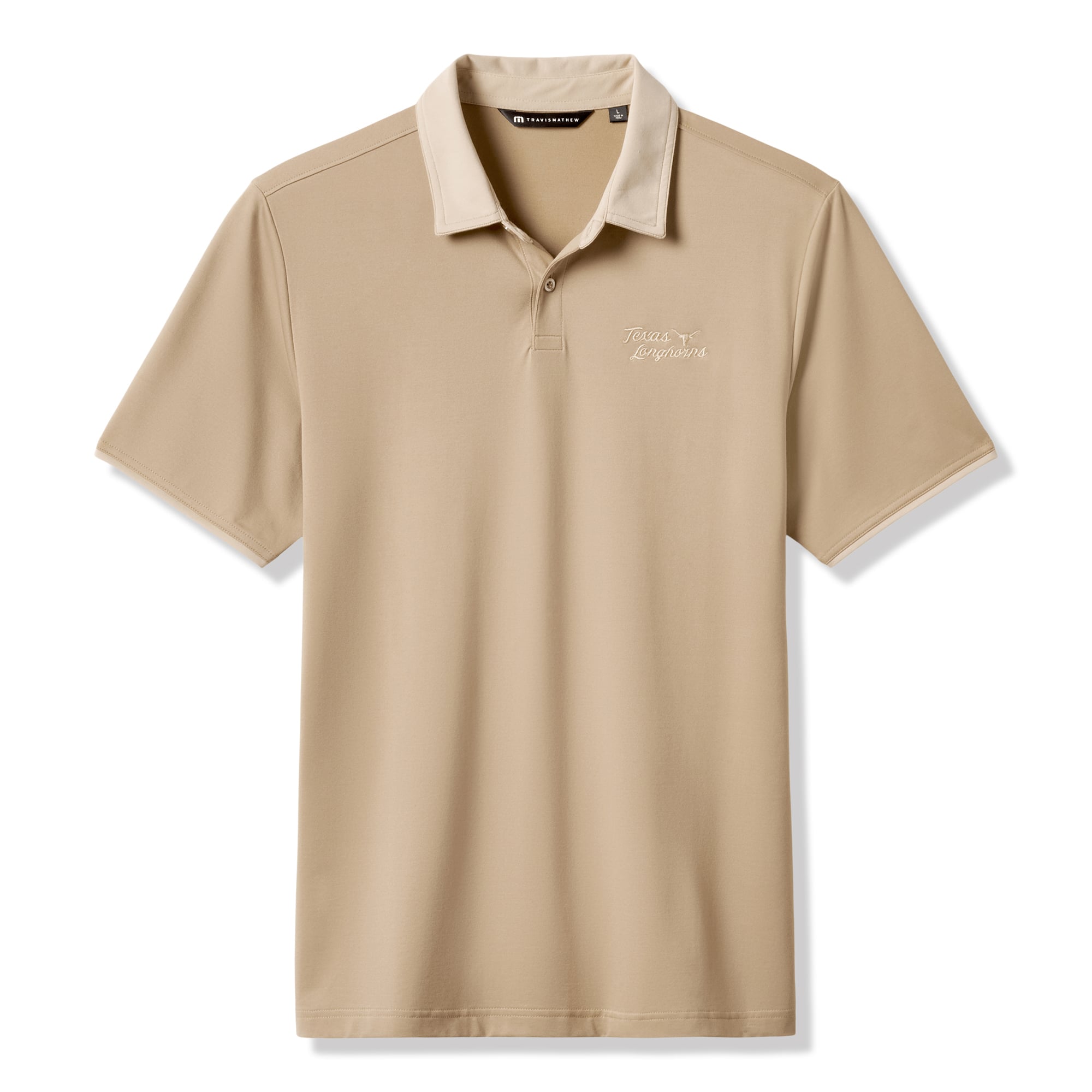 Polo vintage TravisMathew Tan Texas Longhorns Varsity pour homme, en mélange de trois matières.